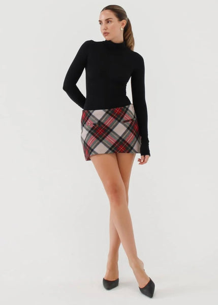 Mistletoe Plaid Micro Skort