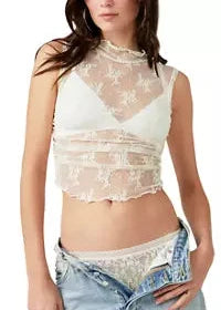 Solid Nice Try Lace Tank