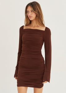 Kylie Ruched Bodycon Mini - Cocoa
