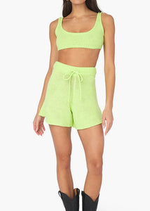 Pull On Sweater Short - Lime